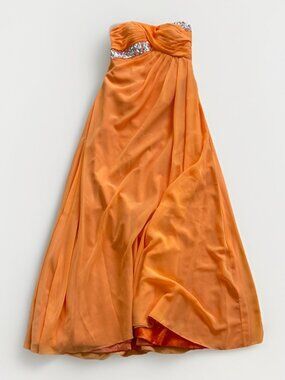 Y2K JJ's House Embellished Flowy Fairy Orange Glam Prom Evening Princess Read
